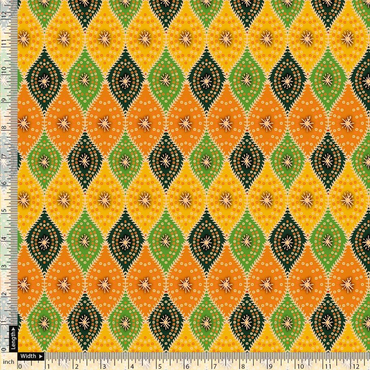 Mix Ogee Seamless Pattern Digital Printed Fabric - Pure Georgette - FAB VOGUE Studio®