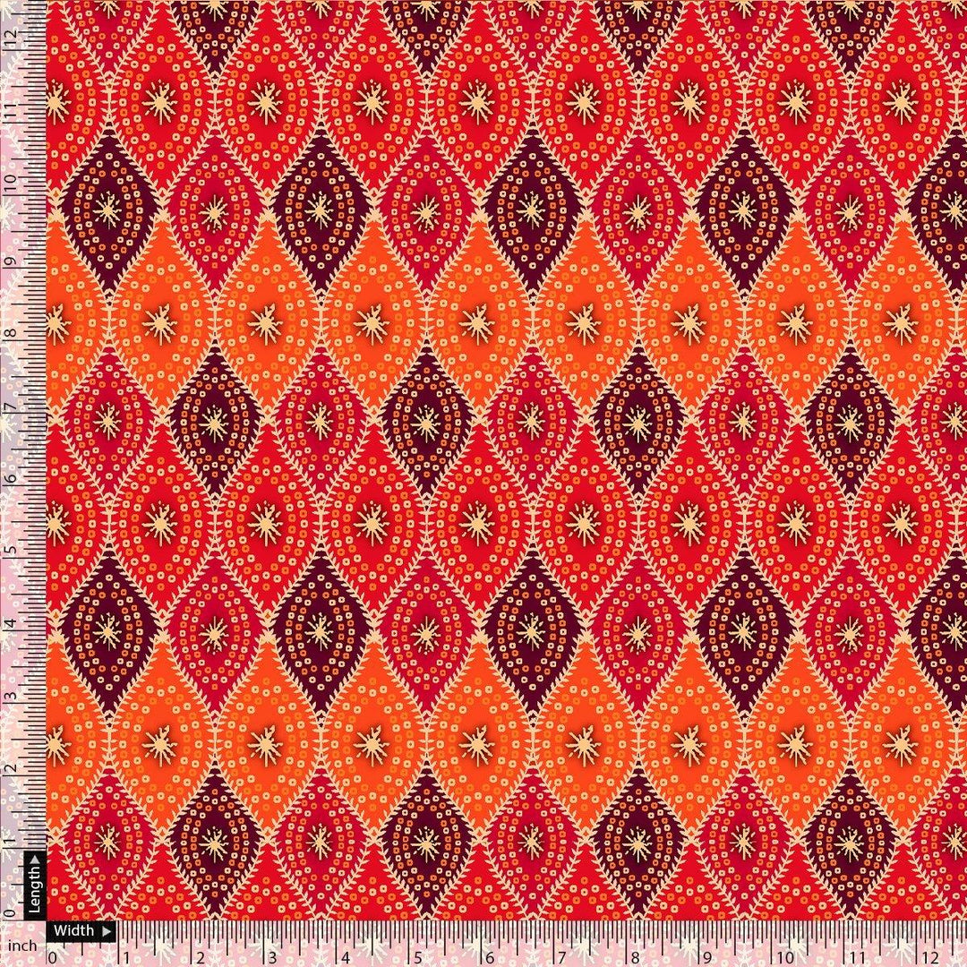 Cool Three Colour Ogee Pattern Digital Printed Fabric - Pure Georgette - FAB VOGUE Studio®