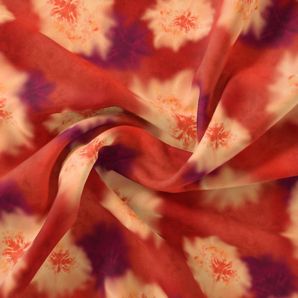 Spotted Orange And Purple Flower Digital Printed Fabric - Pure Georgette - FAB VOGUE Studio®