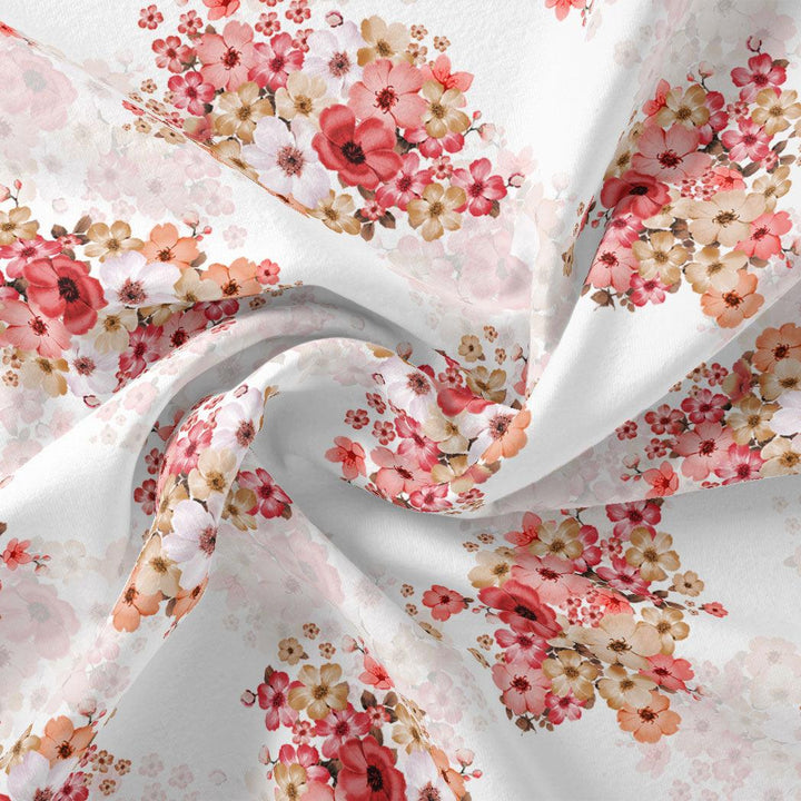Peach Flower Printed Pure Georgette Fabric Material - FAB VOGUE Studio®