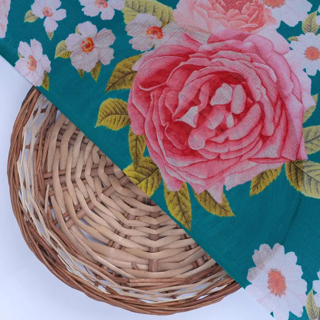 Beautiful Multicolour Anemone Roses Digital Printed Fabric - Pure Georgette – pg 0 ta08277p 110 beautiful multicolour anemone roses digital printed fabric pure georgette 2