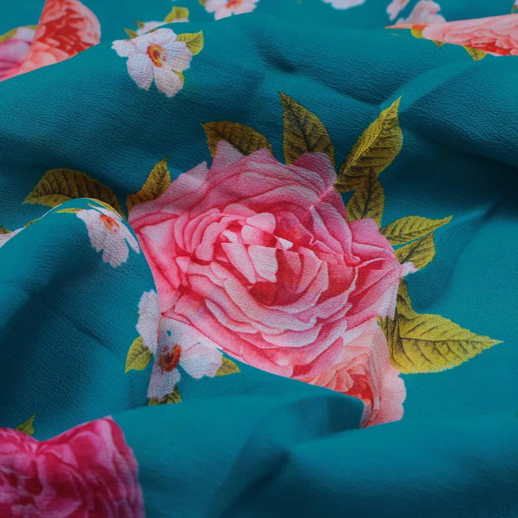 Beautiful Multicolour Anemone Roses Digital Printed Fabric - Pure Georgette – pg 0 ta08277p 110 beautiful multicolour anemone roses digital printed fabric pure georgette 3