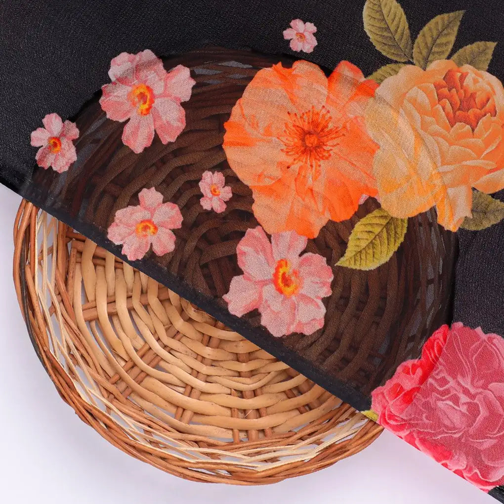 Multicolour Anemone Roses With Digital Printed Fabric - Pure Georgette – pg 0 ta08277p4 110 multicolour anemone roses with digital printed fabric pure georgette 2