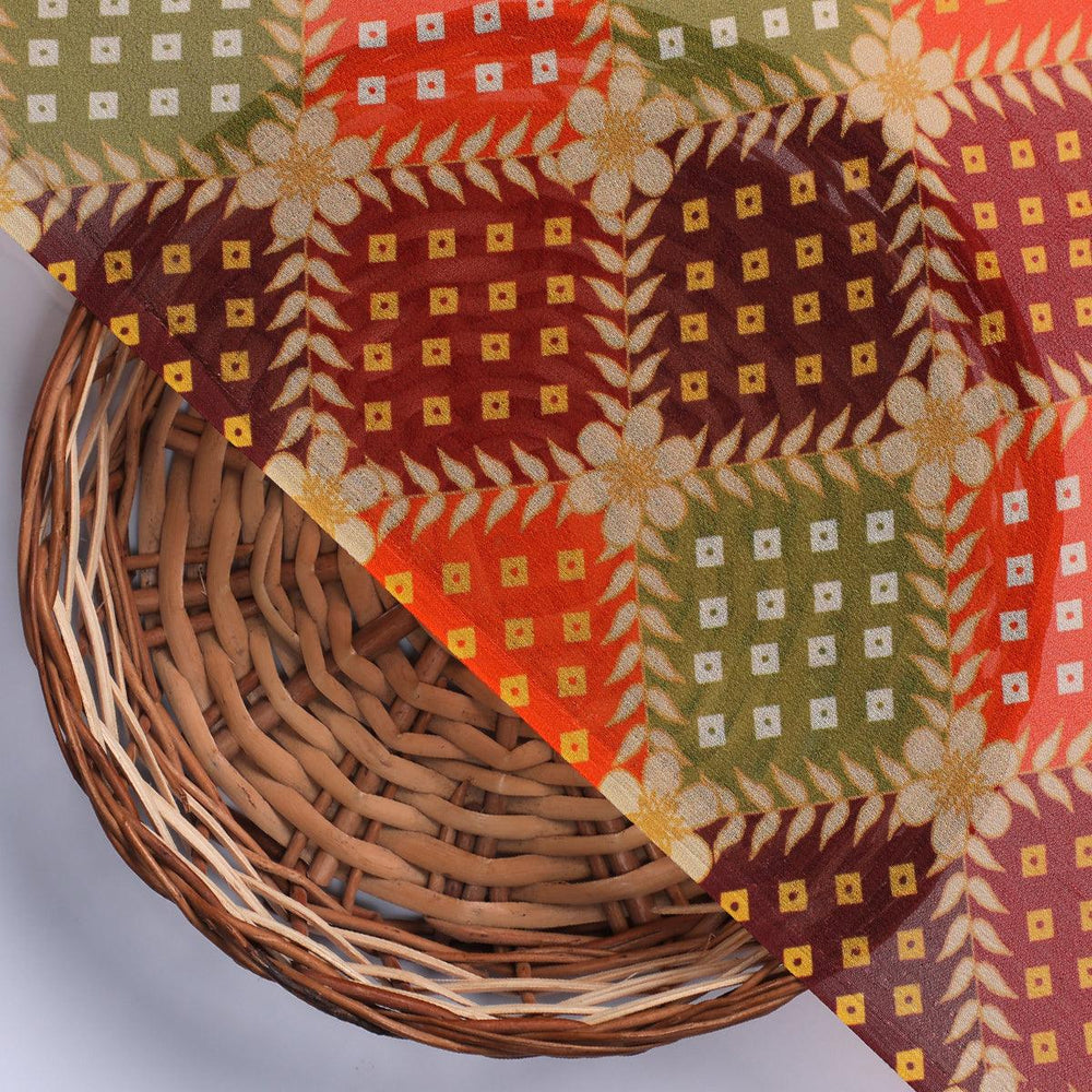 Seamless Honeycomb Repeat Pattern Digital Printed Fabric - Pure Georgette - FAB VOGUE Studio®