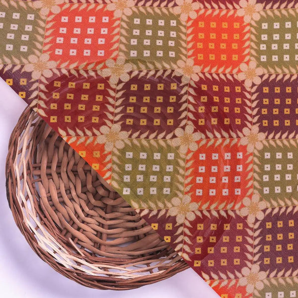 Multicolour With Flower Honeycomb Digital Printed Fabric - Pure Georgette – pg 0 ta08278p4 110 multicolour with flower honeycomb digital printed fabric pure georgette 2 - alternate view