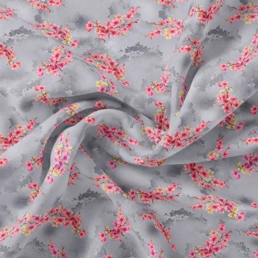 Tiny Pink Violet Floral Flower Digital Printed Fabric - Pure Georgette – pg 0 ta08283p4 110 tiny pink violet floral flower digital printed fabric pure georgette 1