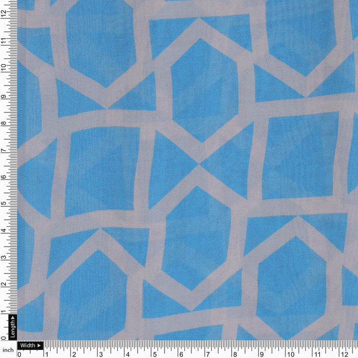 Harlequin Square And Hexagon Digital Printed Fabric - Pure Georgette - FAB VOGUE Studio®