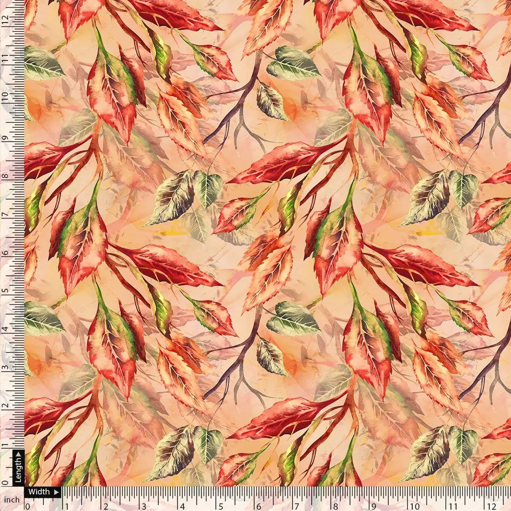 Beautiful Watercolour Gradient Autumnal Leaves Digital Printed Fabric - Pure Georgette – pg 0 ta08302p 110 beautiful watercolour gradient autumnal leaves digital printed fabric pure georgette 5