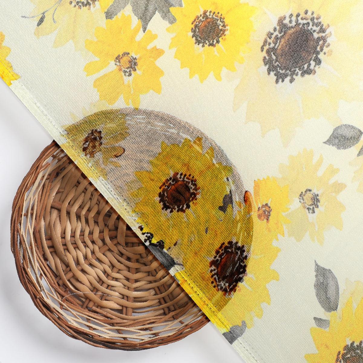 Morden Classic Yellow Sunflower Digital Printed Fabric - Pure Georgette - FAB VOGUE Studio®