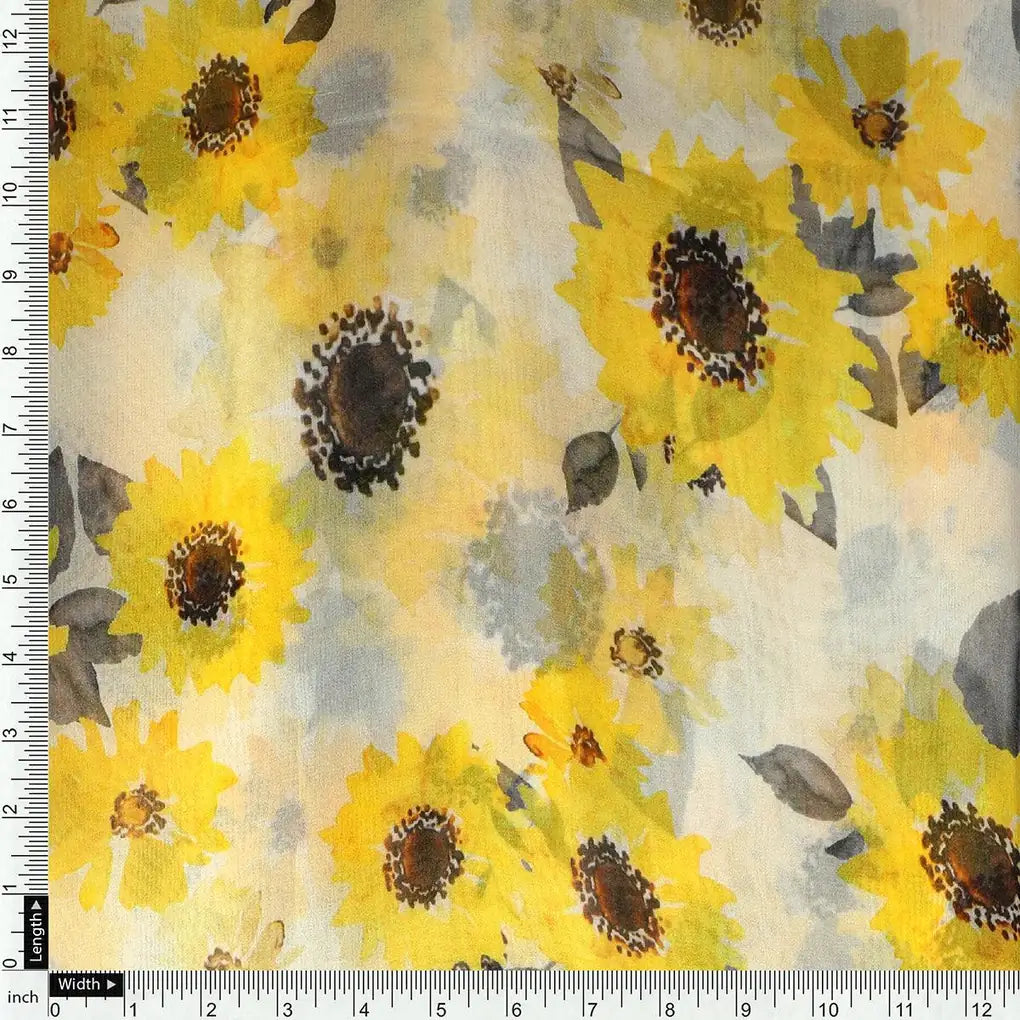 Morden Classic Yellow Sunflower Digital Printed Fabric - Pure Georgette – pg 0 ta08303p 110 morden classic yellow sunflower digital printed fabric pure georgette 4