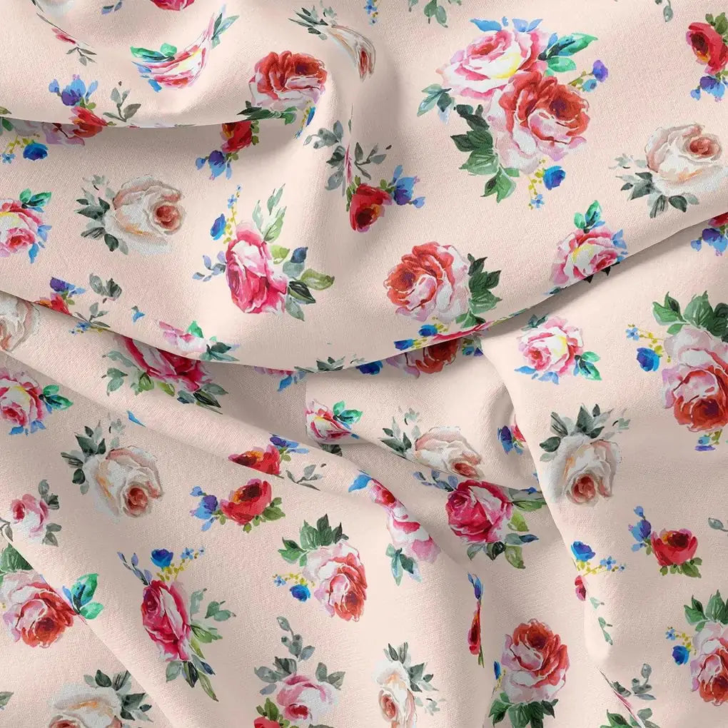 Exotic Blooms Water Color Cream Rose Digital Printed Fabric - Pure Georgette – pg 0 ta08322 110 exotic blooms water color cream rose digital printed fabric pure georgette 3