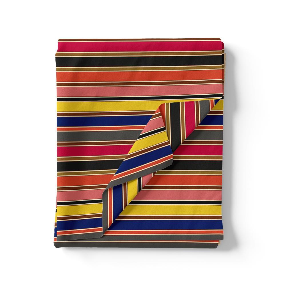 Multicolour Regimental Strips Digital Printed Fabric - Pure Georgette - FAB VOGUE Studio®