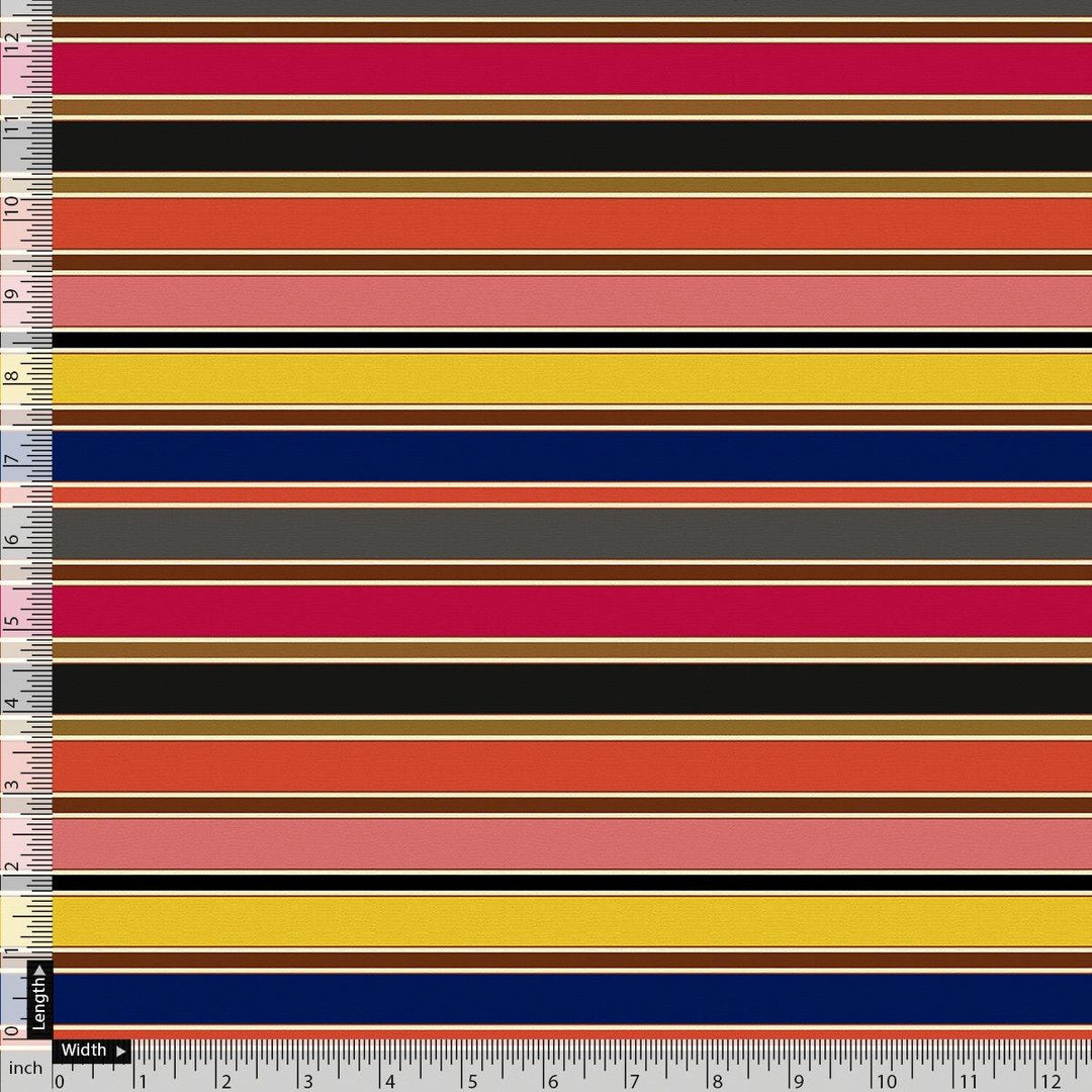 Multicolour Regimental Strips Digital Printed Fabric - Pure Georgette - FAB VOGUE Studio®
