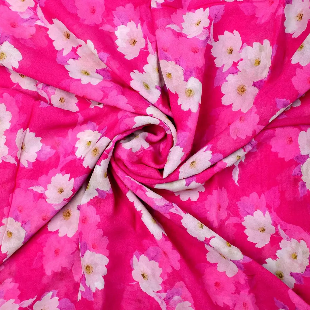 Attractive White Daffodil Flower Digital Printed Fabric - Pure Georgette – pg 0 ta08334p2 110 attractive white daffodil flower digital printed fabric pure georgette 1