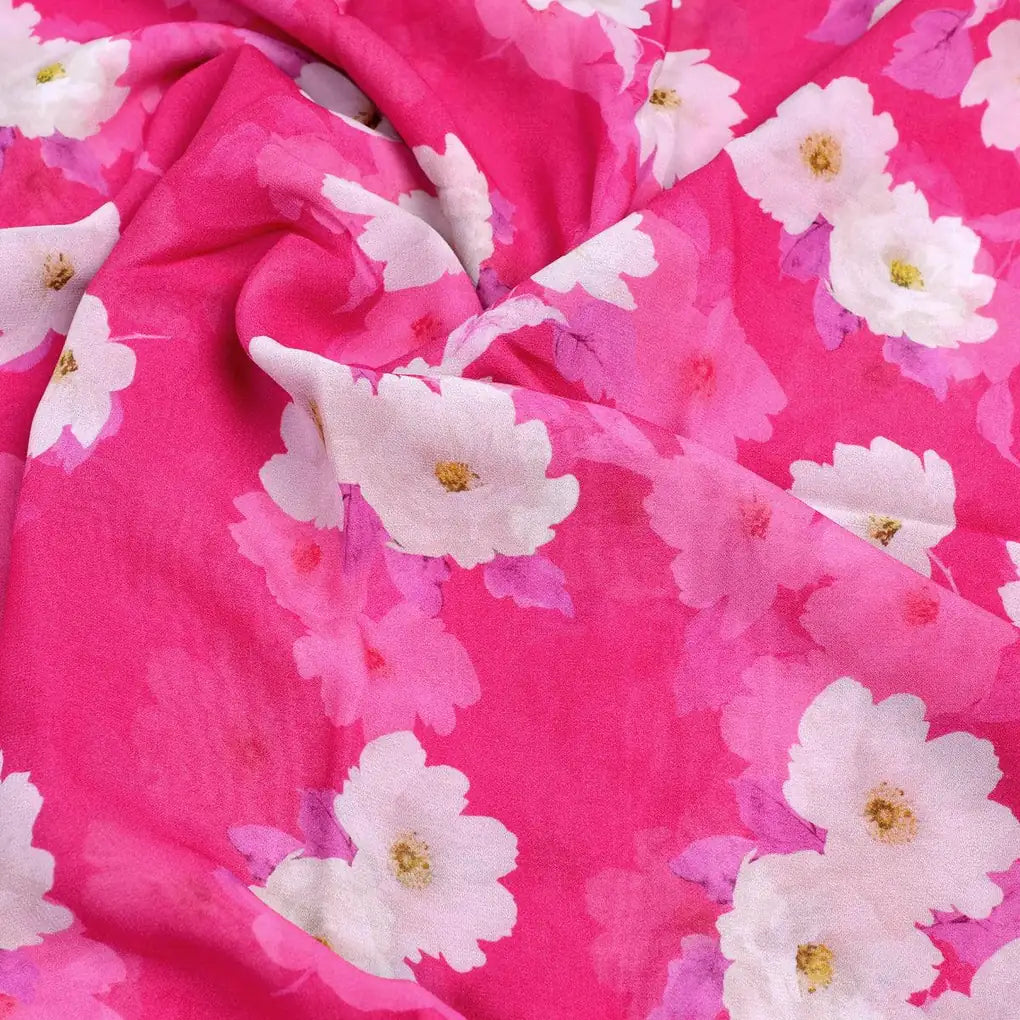 Attractive White Daffodil Flower Digital Printed Fabric - Pure Georgette – pg 0 ta08334p2 110 attractive white daffodil flower digital printed fabric pure georgette 3