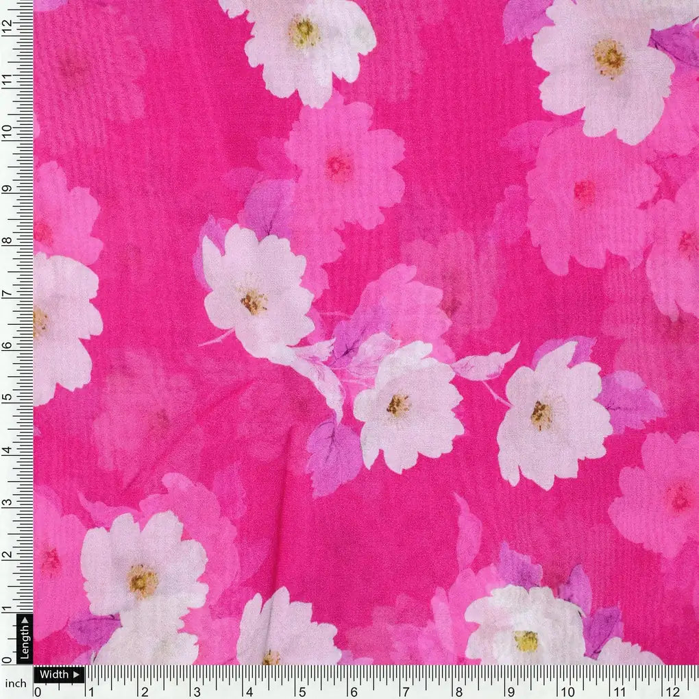 Attractive White Daffodil Flower Digital Printed Fabric - Pure Georgette – pg 0 ta08334p2 110 attractive white daffodil flower digital printed fabric pure georgette 4