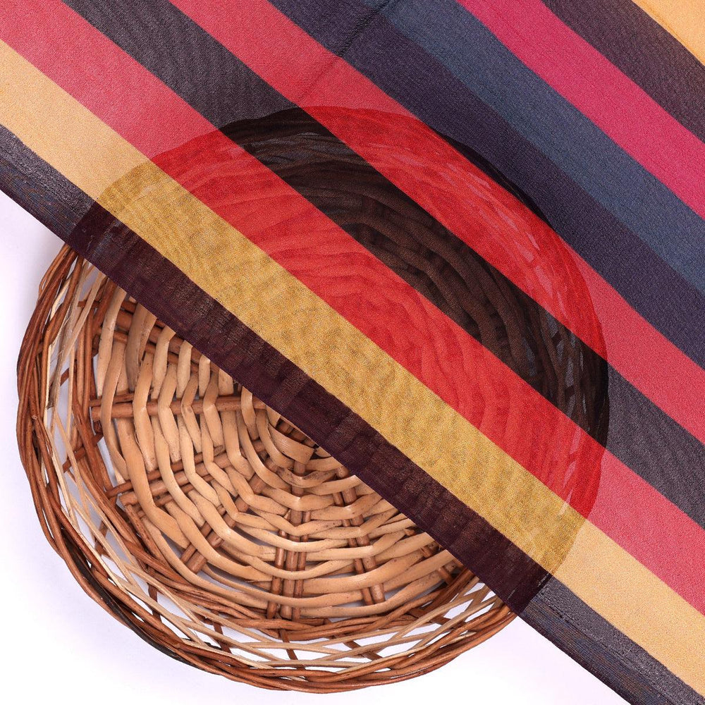 Bengal Stripes Multicolour Strips Digital Printed Fabric - Pure Georgette - FAB VOGUE Studio®