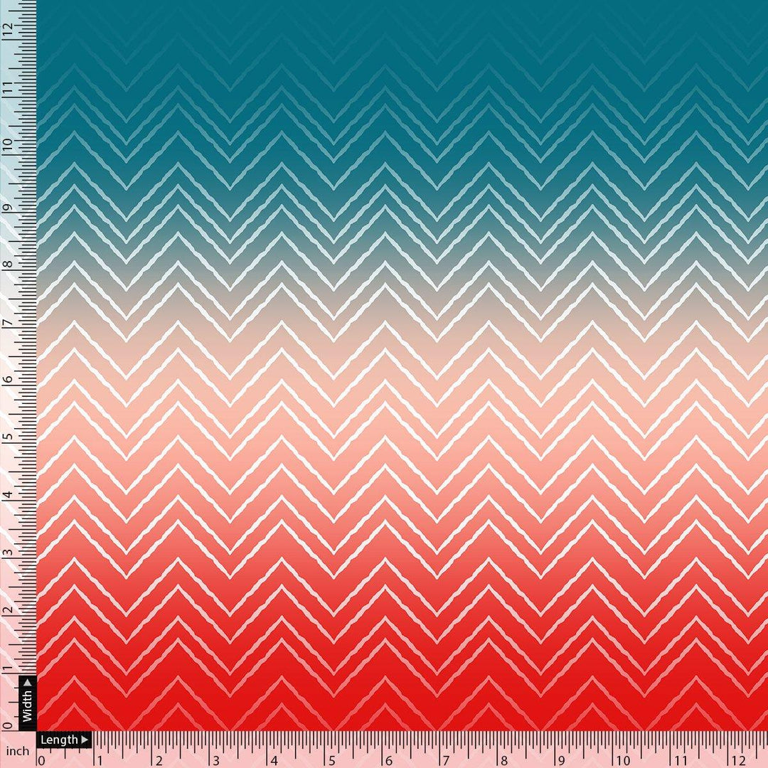 Morden Colours Of Zigzag Digital Printed Fabric - Pure Georgette - FAB VOGUE Studio®