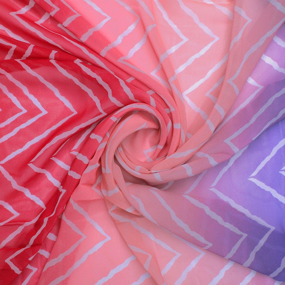 Seamless Multicolour Zigzag Digital Printed Fabric - Pure Georgette - FAB VOGUE Studio®
