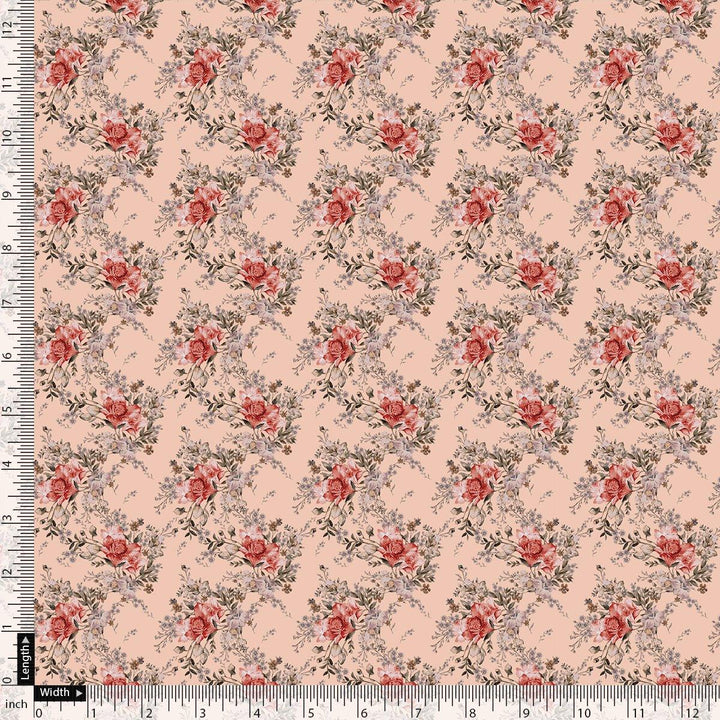 Beautiful Seamless Red Poppy Flower Digital Printed Fabric - Pure Georgette - FAB VOGUE Studio®