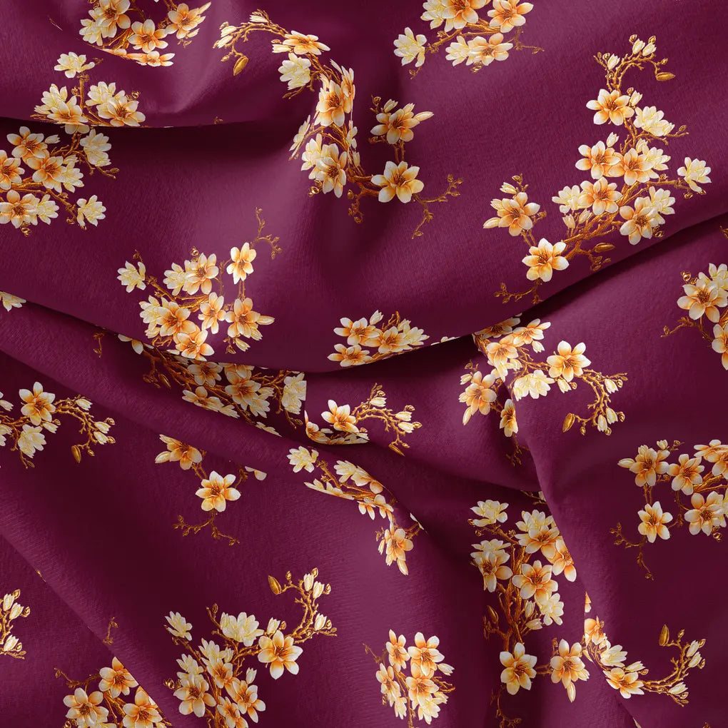 Attractive Yellow Lily Floral Flower Digital Printed Fabric - Pure Georgette – pg 0 ta08510d 110 attractive yellow lily floral flower digital printed fabric pure georgette 4
