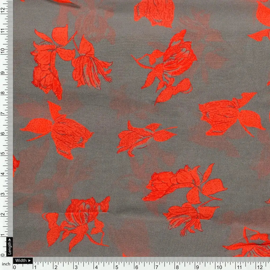 Tulips Roses With Orange Colour Digital Printed Fabric - Pure Georgette – pg 0 ta08519 110 tulips roses with orange colour digital printed fabric pure georgette 4