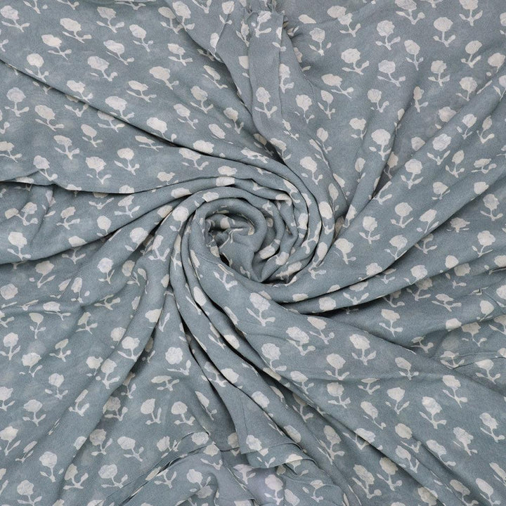 Iris Small Flower Digital Printed Fabric - Pure Georgette - FAB VOGUE Studio®