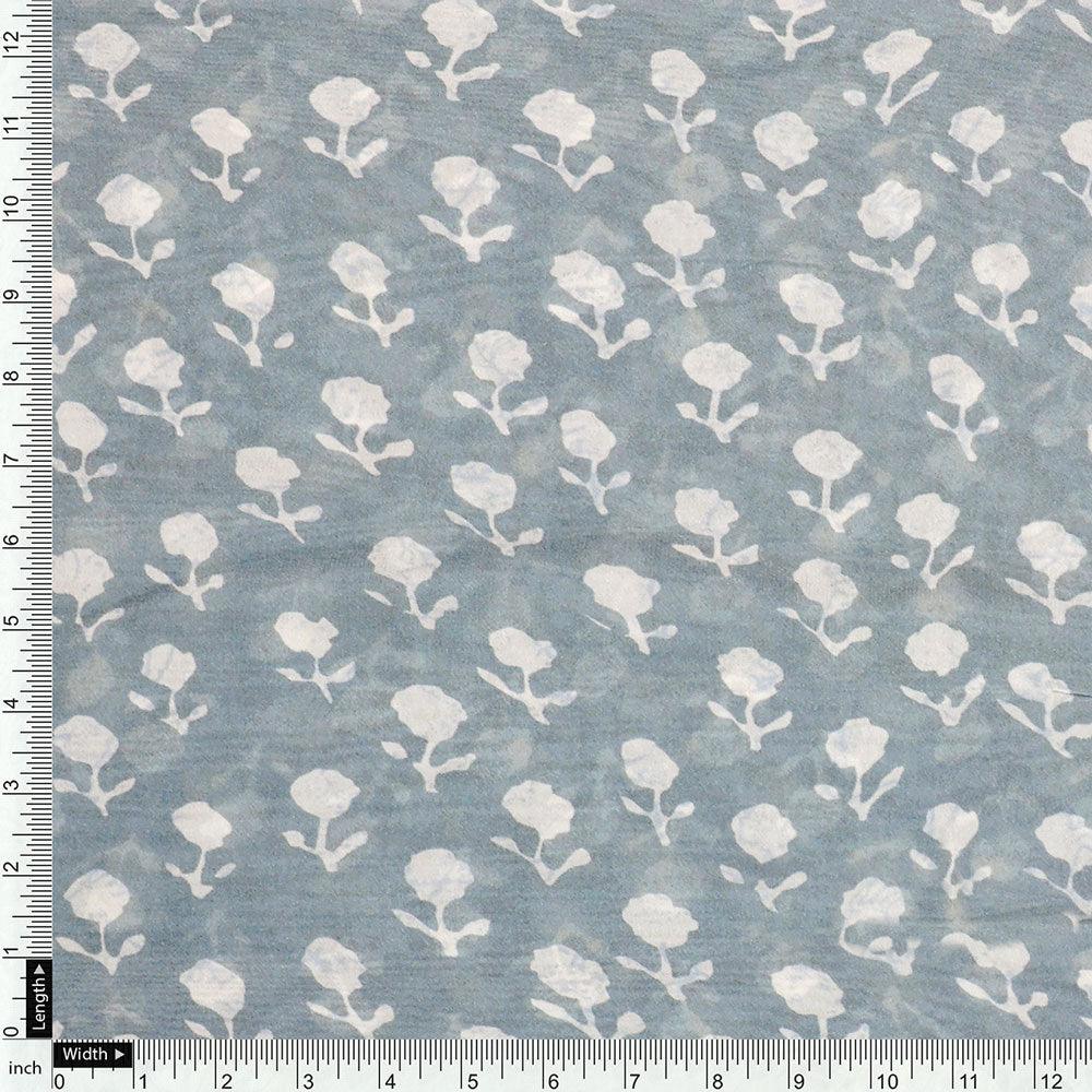 Iris Small Flower Digital Printed Fabric - Pure Georgette - FAB VOGUE Studio®