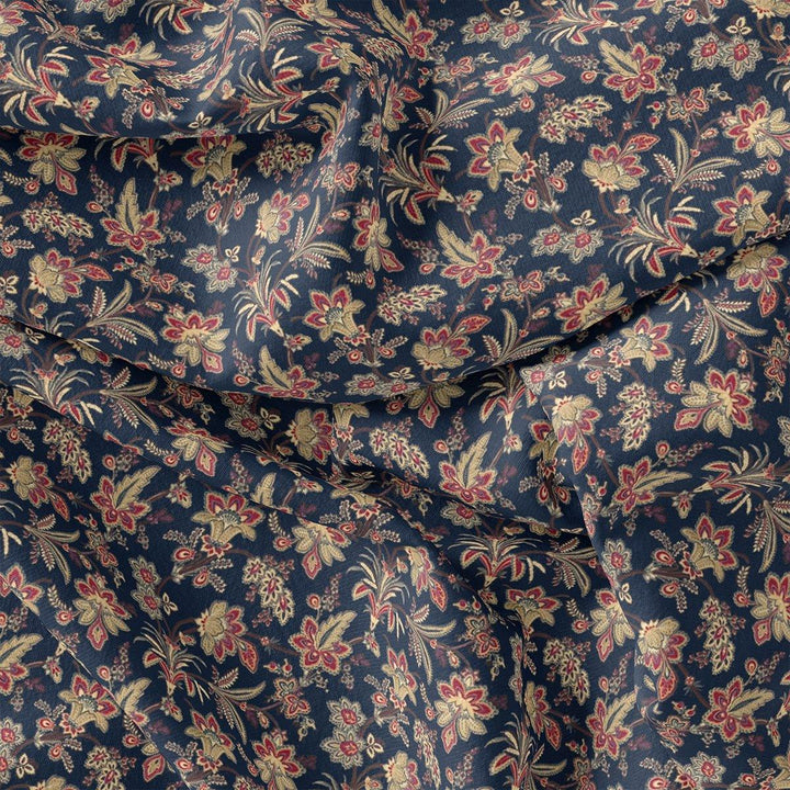 Decorative Jacobean Bluish Digital Printed Fabric - Pure Georgette - FAB VOGUE Studio®