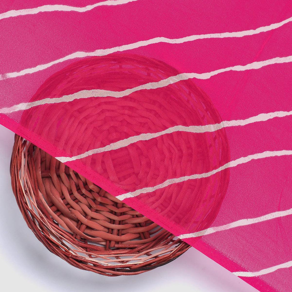 Lovely Pink Gradient Strips Wave Digital Printed Fabric - Pure Georgette - FAB VOGUE Studio®