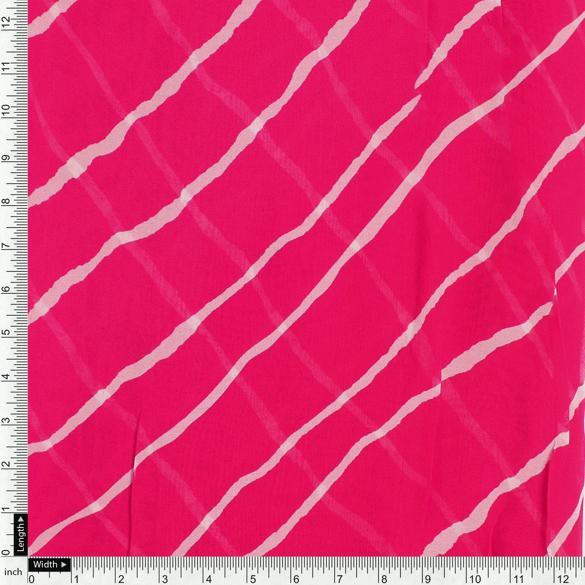 Lovely Pink Gradient Strips Wave Digital Printed Fabric - Pure Georgette - FAB VOGUE Studio®