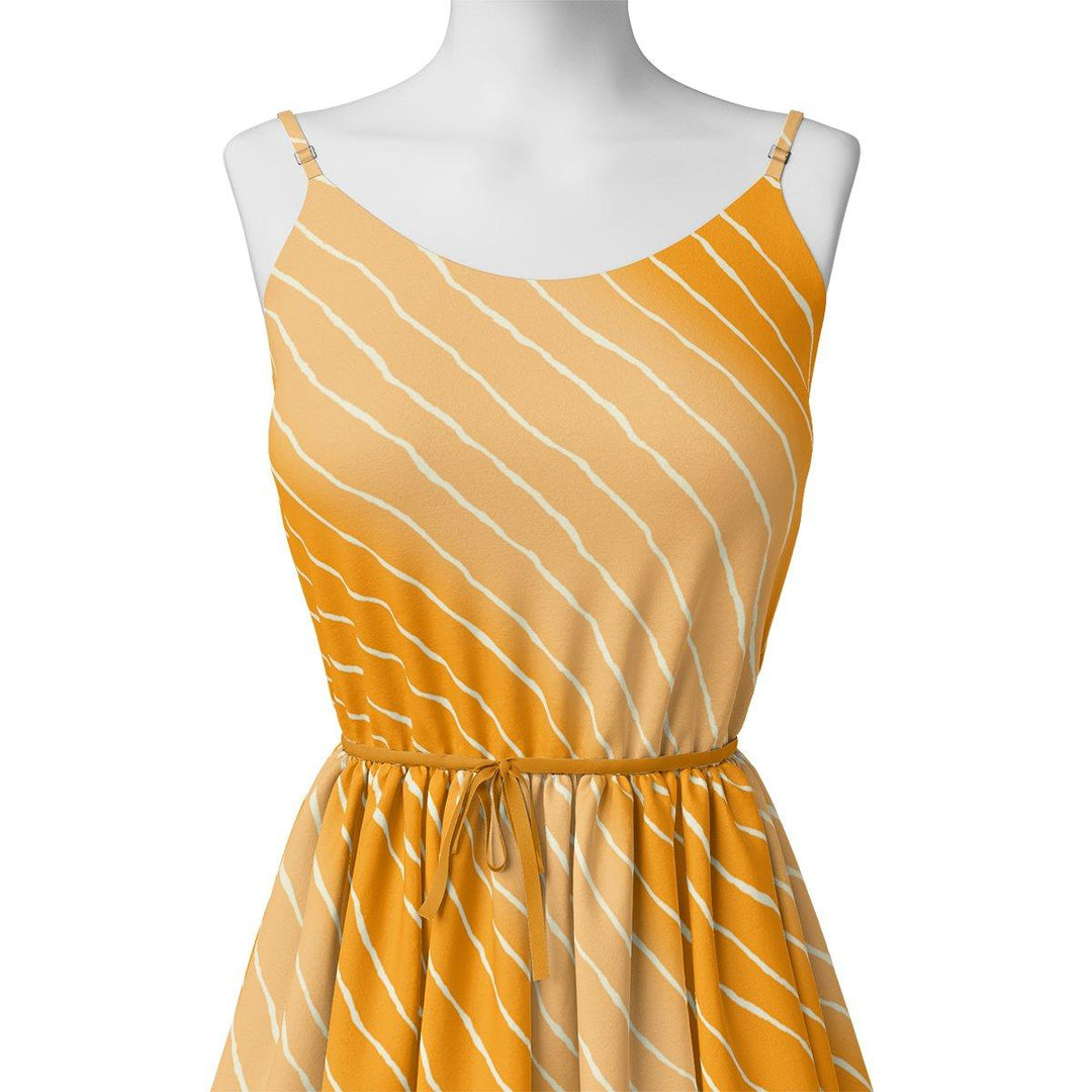 Decorative Yellow Gradient Strips Wave Digital Printed Fabric - Pure Georgette - FAB VOGUE Studio®