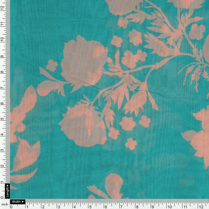 Rama Base Floral Flower Digital Printed Fabric - Pure Georgette - FAB VOGUE Studio®