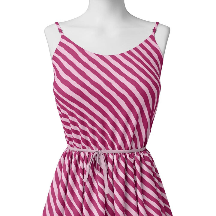 Pink Breton Stripes Pattern Digital Printed Fabric - Pure Georgette - FAB VOGUE Studio®