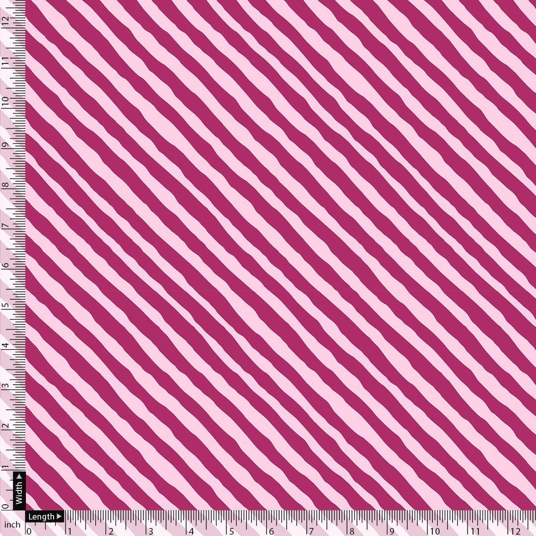 Pink Breton Stripes Pattern Digital Printed Fabric - Pure Georgette - FAB VOGUE Studio®
