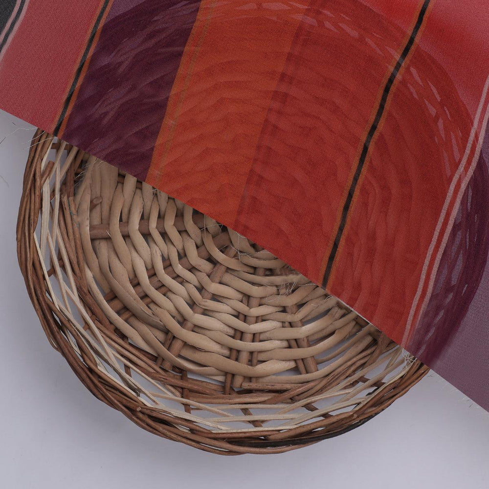 Tiny Serpentine Stripes Pattern Digital Printed Fabric - Pure Georgette - FAB VOGUE Studio®