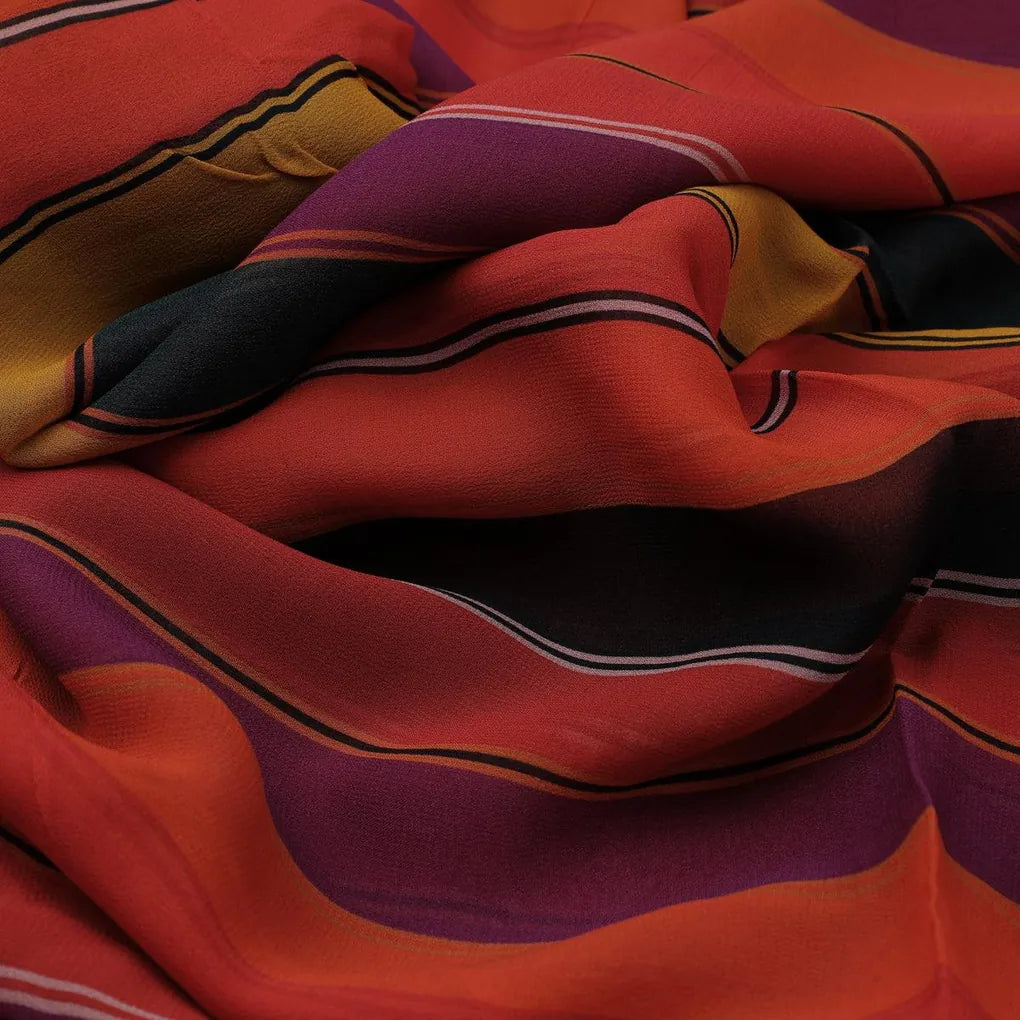 Tiny Serpentine Stripes Pattern Digital Printed Fabric - Pure Georgette - FAB VOGUE Studio®