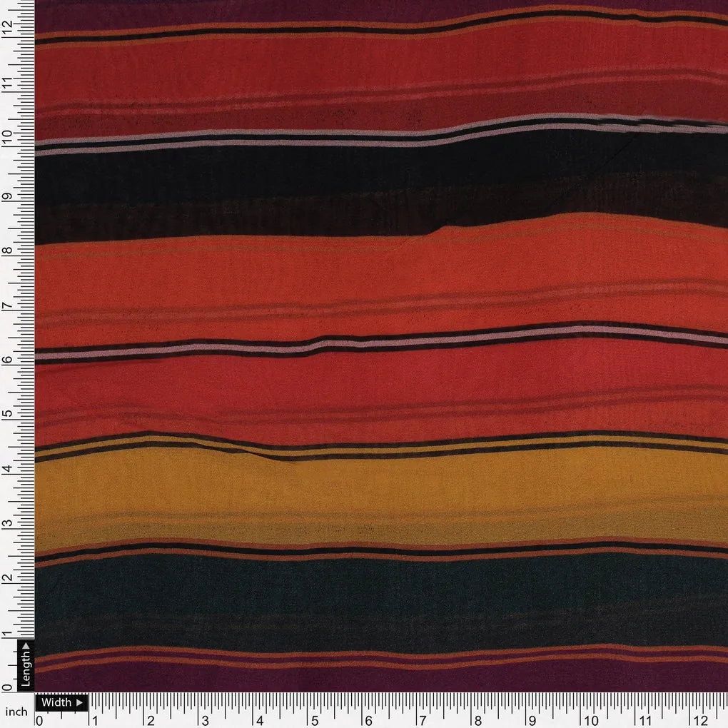 Tiny Serpentine Stripes Pattern Digital Printed Fabric - Pure Georgette - FAB VOGUE Studio®