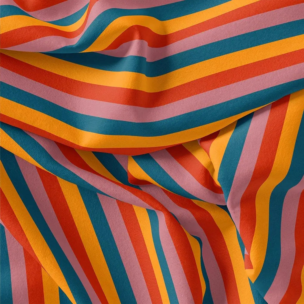 Rainbow Colourful Breton Stripes Digital Printed Fabric - Pure Georgette – pg 0 ta08573 110 rainbow colourful breton stripes digital printed fabric pure georgette 3
