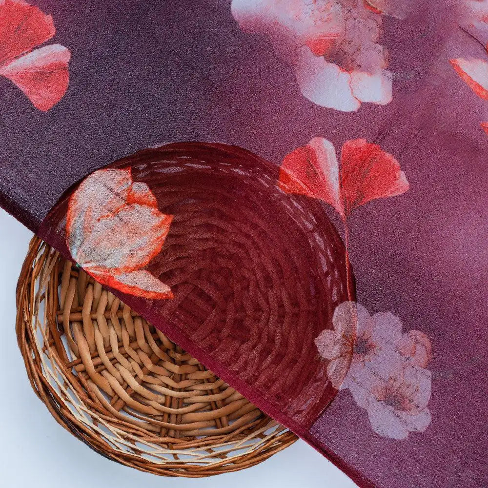 Shiny Red Tulip With Cherry Blossom Flower Digital Printed Fabric - Pure Georgette – pg 0 ta08648p16 110 shiny red tulip with cherry blossom flower digital printed fabric pure georgette 2