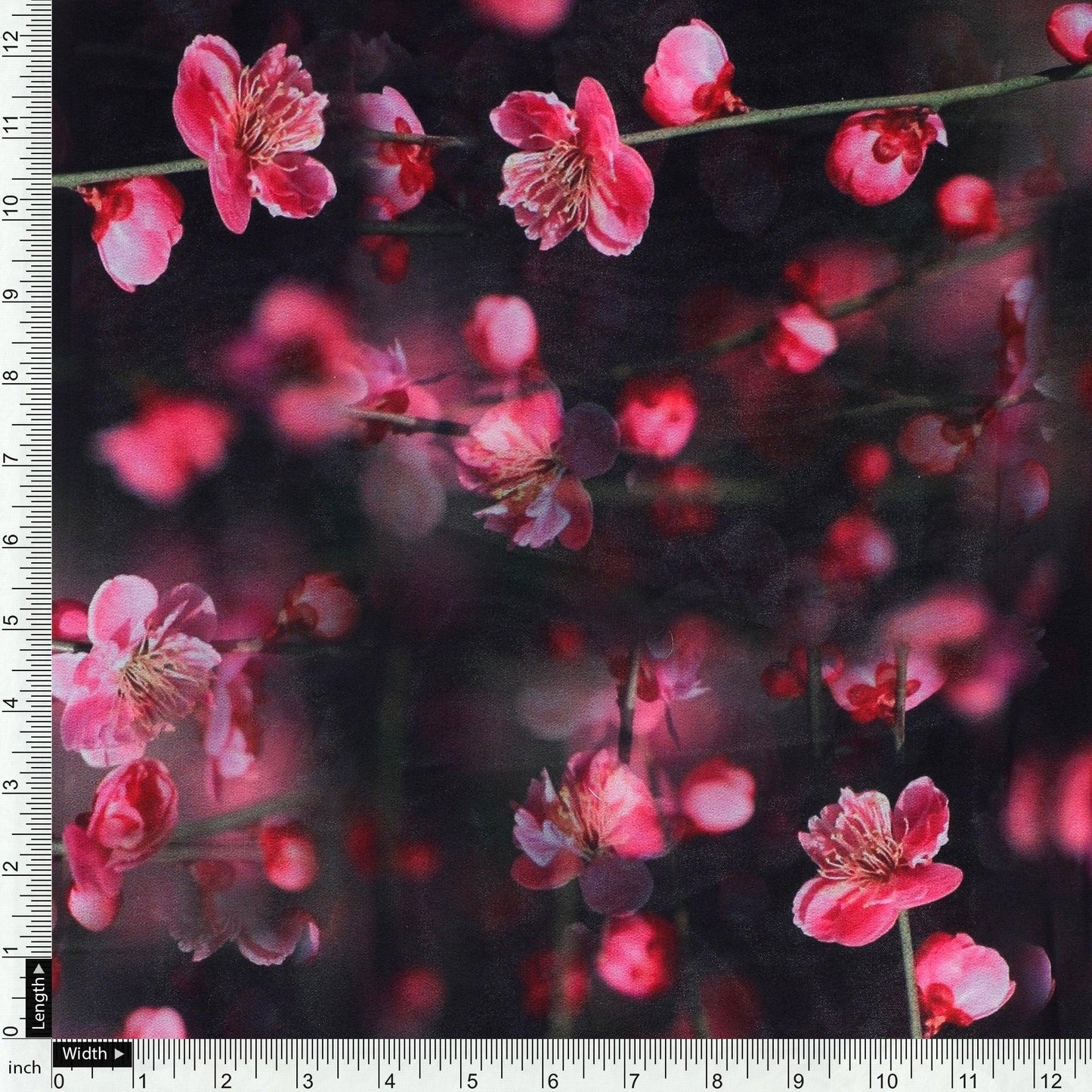 Tiny Pink Chintz Branch Digital Printed Fabric - Pure Georgette - FAB VOGUE Studio®