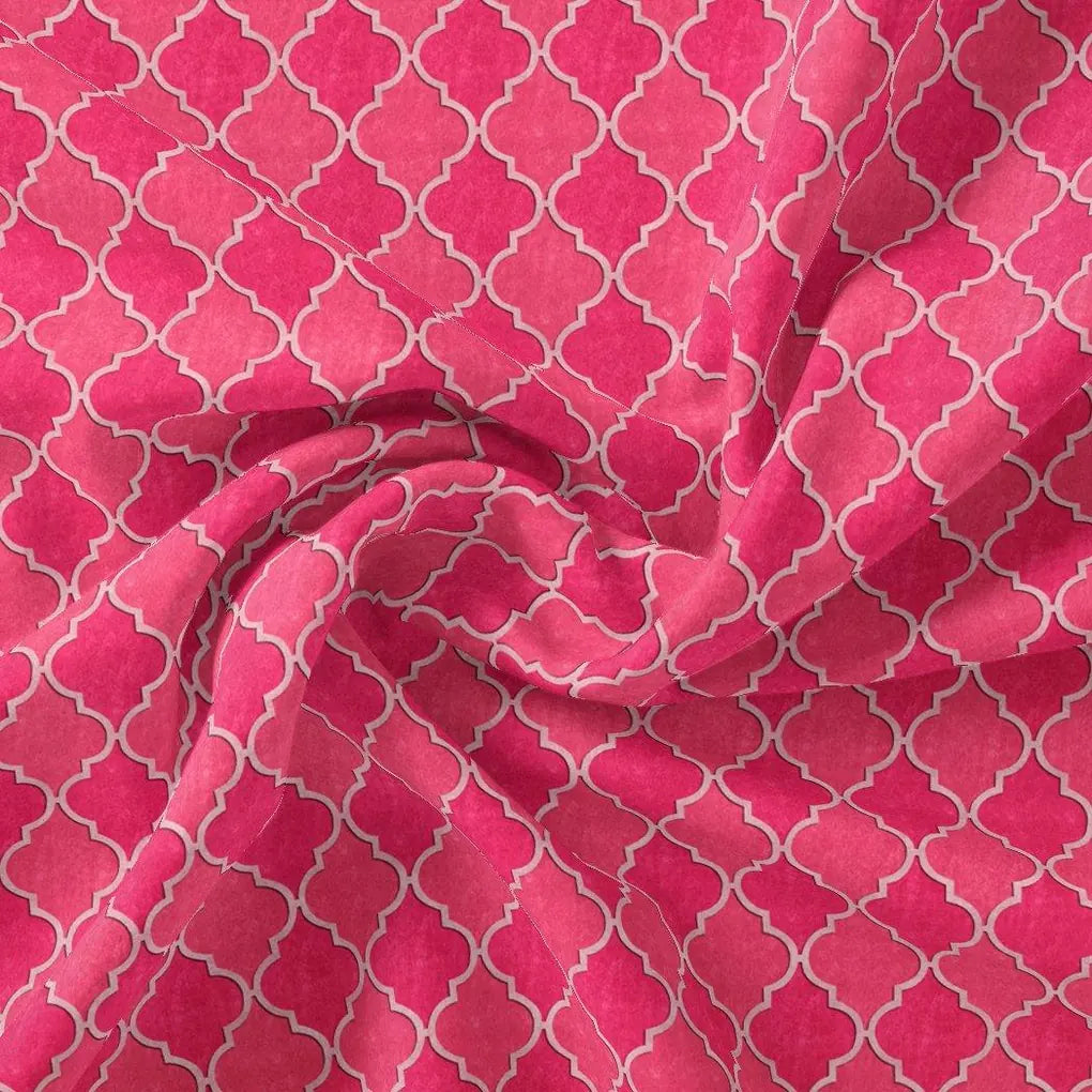 Pink Quatrefoil Patterns Digital Printed Fabric - Pure Georgette – pg 0 ta08732p1 110 pink quatrefoil patterns digital printed fabric pure georgette 1