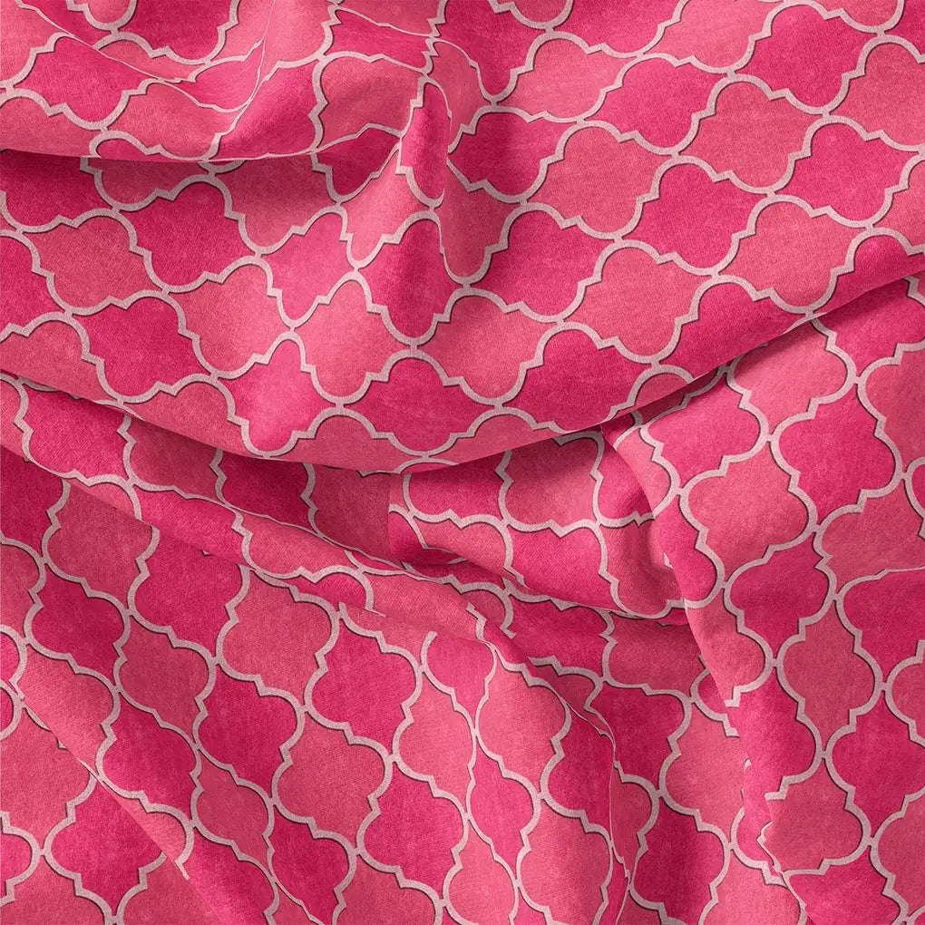 Pink Quatrefoil Patterns Digital Printed Fabric - Pure Georgette – pg 0 ta08732p1 110 pink quatrefoil patterns digital printed fabric pure georgette 3