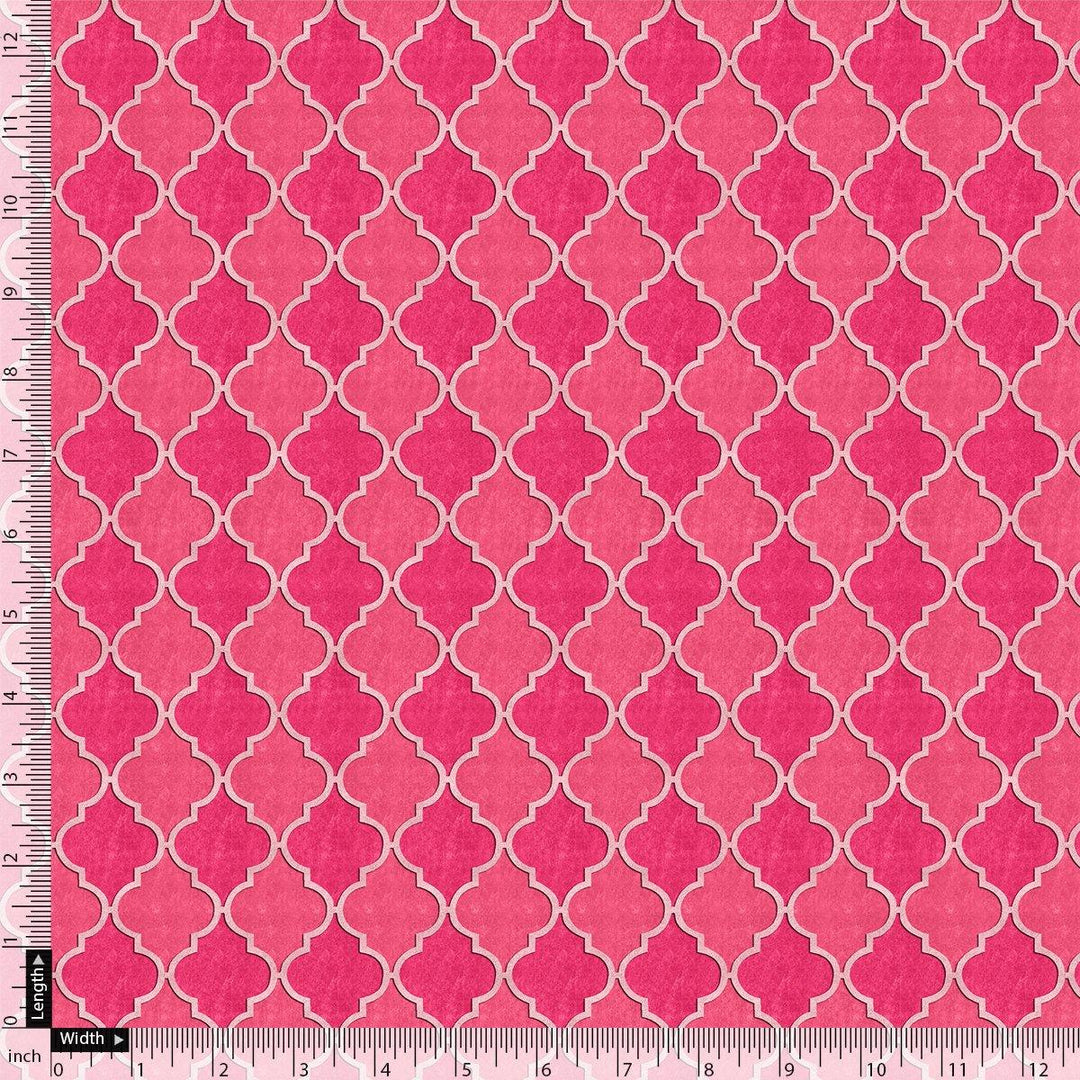 Pink Quatrefoil Patterns Digital Printed Fabric - Pure Georgette - FAB VOGUE Studio®