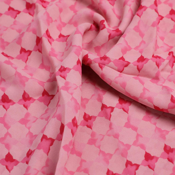 Lattice Star Patterns Digital Printed Fabric - Pure Georgette - FAB VOGUE Studio®