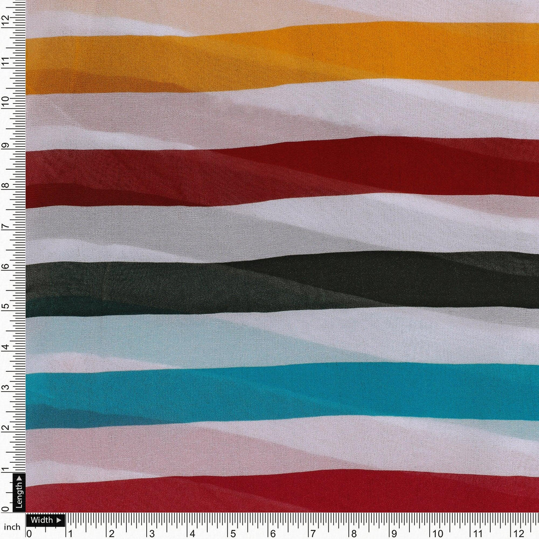 Morden Rainbow Strips Printed Fabric - Pure Georgette - FAB VOGUE Studio®
