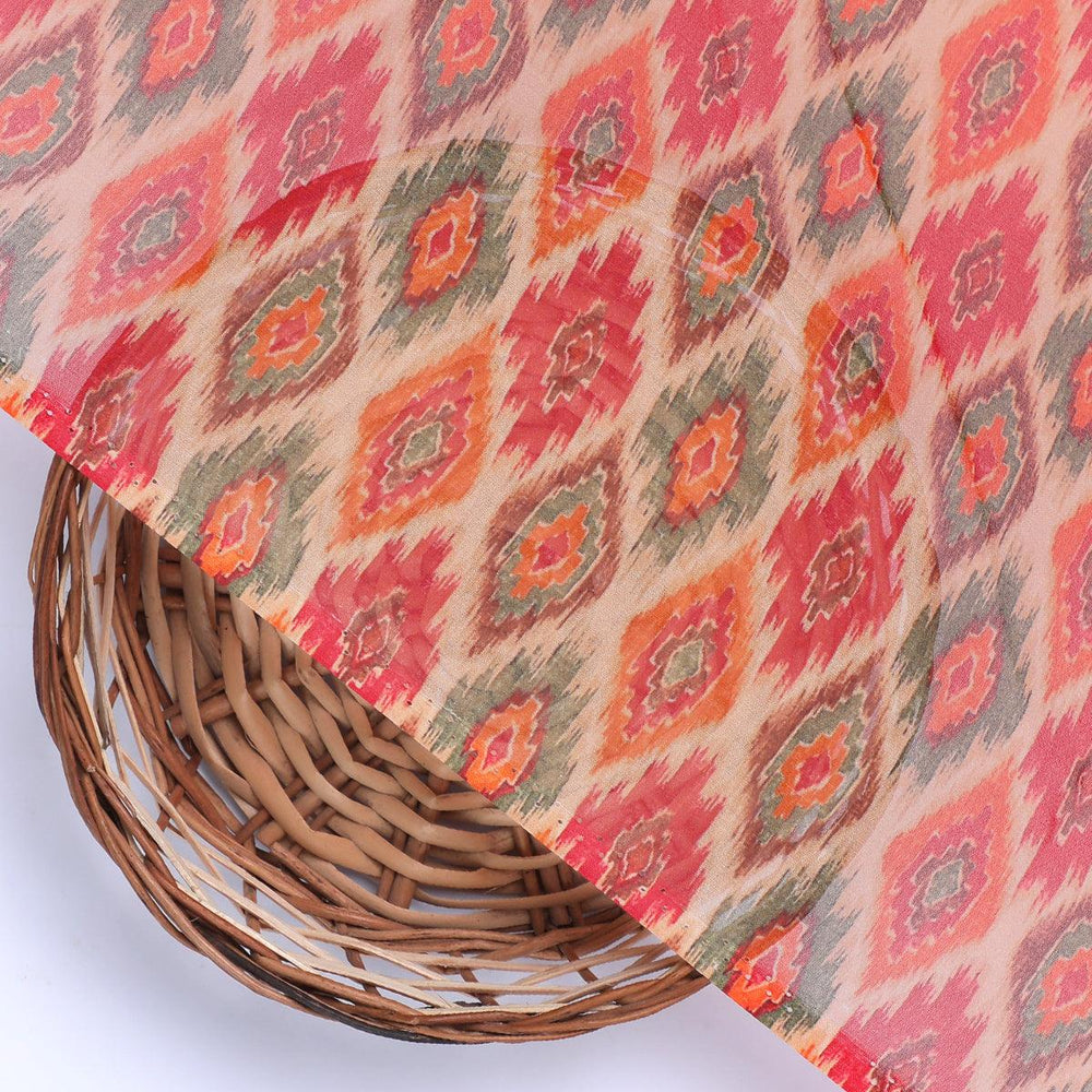 Seamless Pochampilli Patterns Digital Printed Fabric - Pure Georgette - FAB VOGUE Studio®