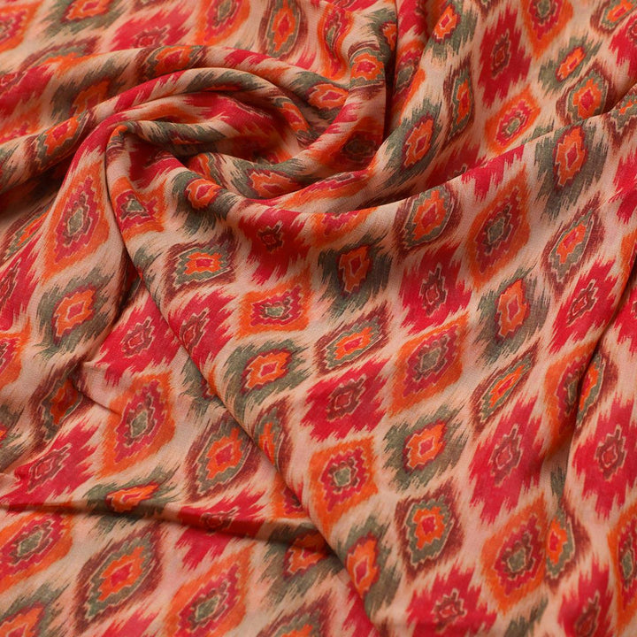 Seamless Pochampilli Patterns Digital Printed Fabric - Pure Georgette - FAB VOGUE Studio®