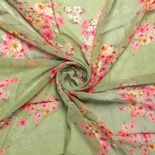 Multi Colour Tiny Beautiful Chintz Printed Fabric - Pure Georgette - FAB VOGUE Studio®