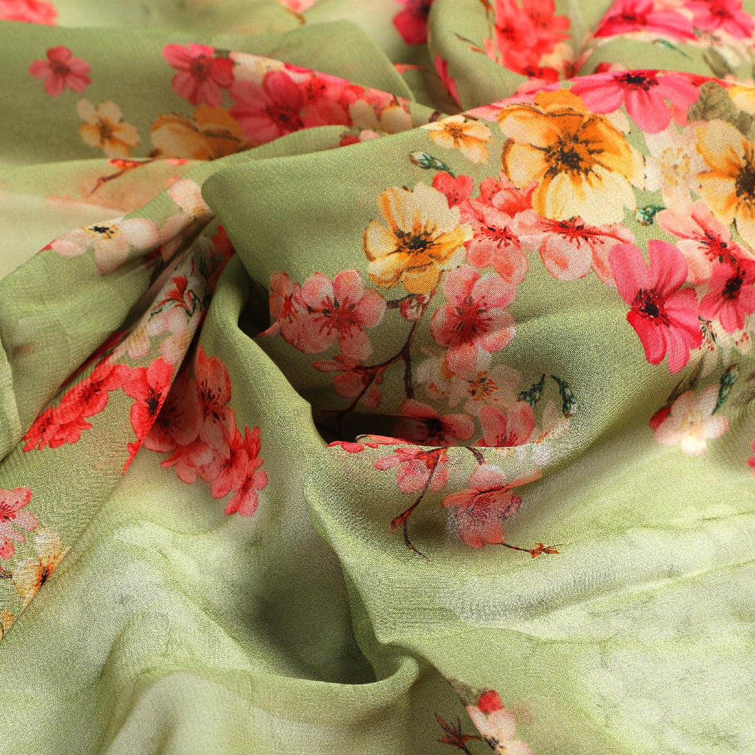 Multi Colour Tiny Beautiful Chintz Printed Fabric - Pure Georgette - FAB VOGUE Studio®